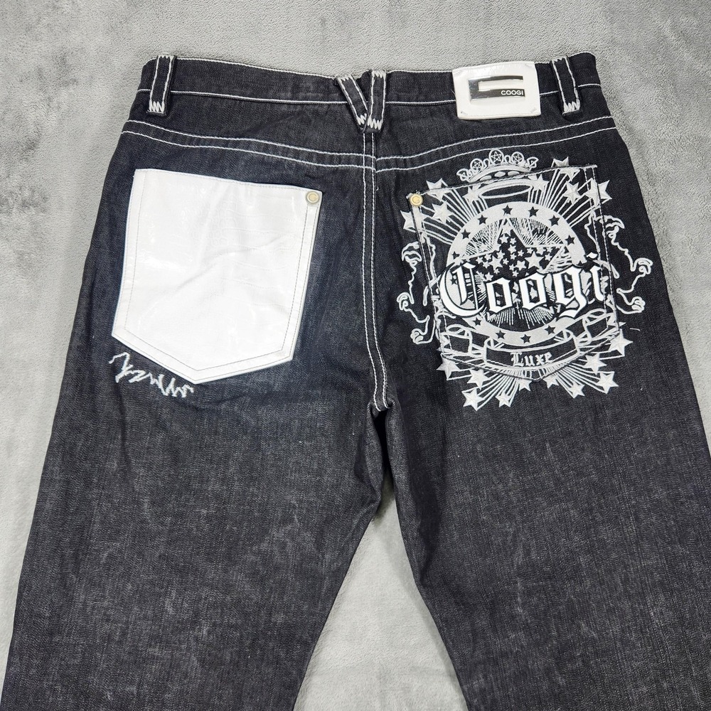 Coogi Luxe Jeans Mens 40x34 Dark Wash Blue Relaxed Straight Denim Pants Hip Hop